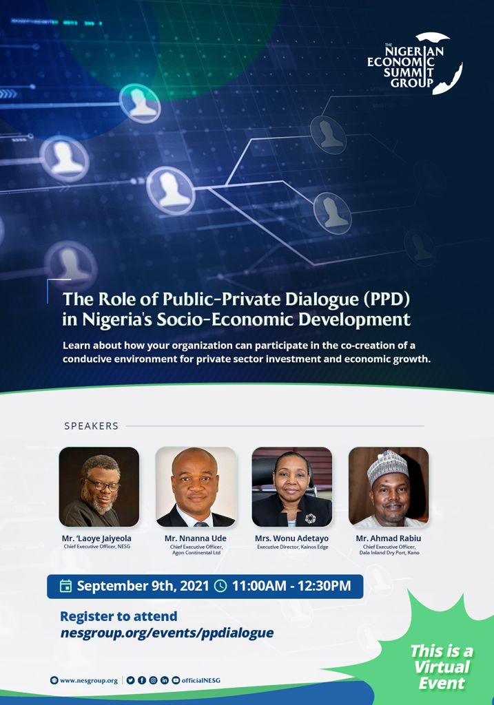 Nigeria's Private Sector and PPD; State of Play: A Conversation on The Role of Public-PrivateDialogue in Nigeria's Socio-Economic Development, The Nigerian Economic Summit Group, The NESG, think-tank, think, tank, nigeria, policy, nesg, africa, number one think in africa, best think in nigeria, the best think tank in africa, top 10 think tanks in nigeria, think tank nigeria, economy, business, PPD, public, private, dialogue, Nigeria, Nigeria PPD, NIGERIA, PPD